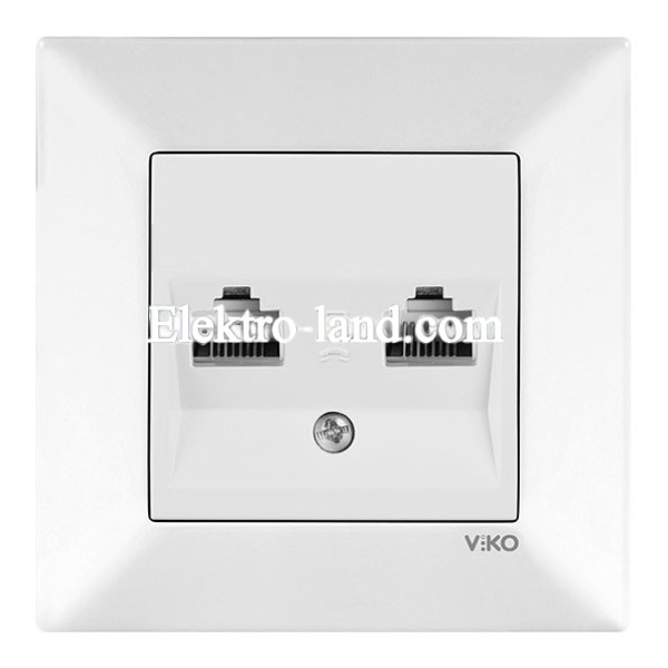 Розетка двойная компьютерная (2хRJ45 Cat6) белая VIKO MERIDIAN 90970034-WH